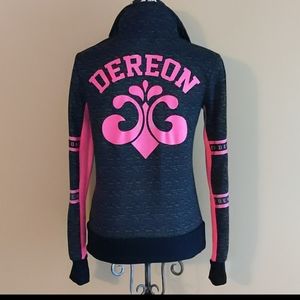 Ladies Dereon Black and Pink 1/4 Zip L/S Pullover w/zippered pockets Sz M